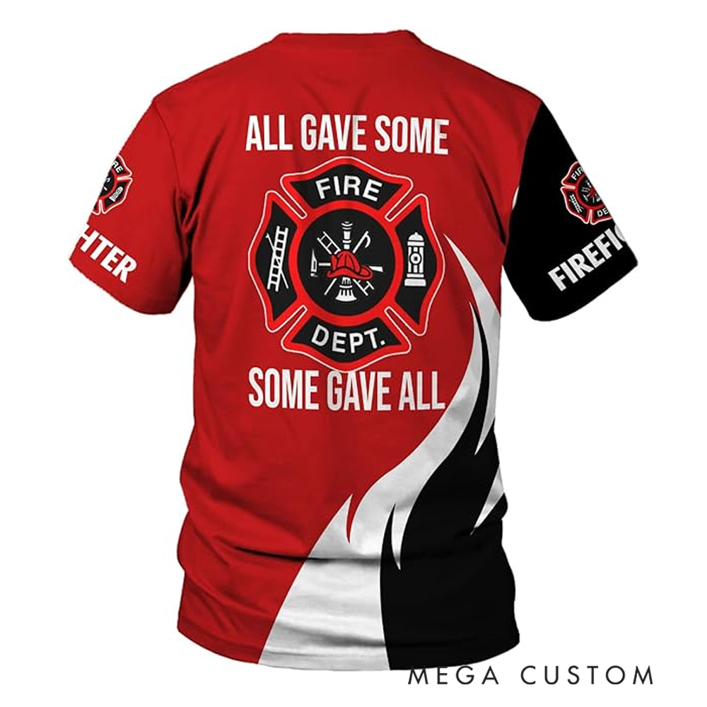 Personalized Firefighter Full Print T-Shirt Gift Custom Name and Tribute Design
