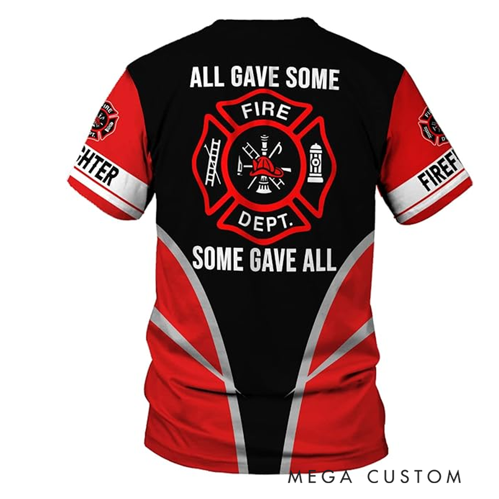 Personalized Firefighter Full Print T-Shirt Gift Custom Name and Memorial Tribute Design