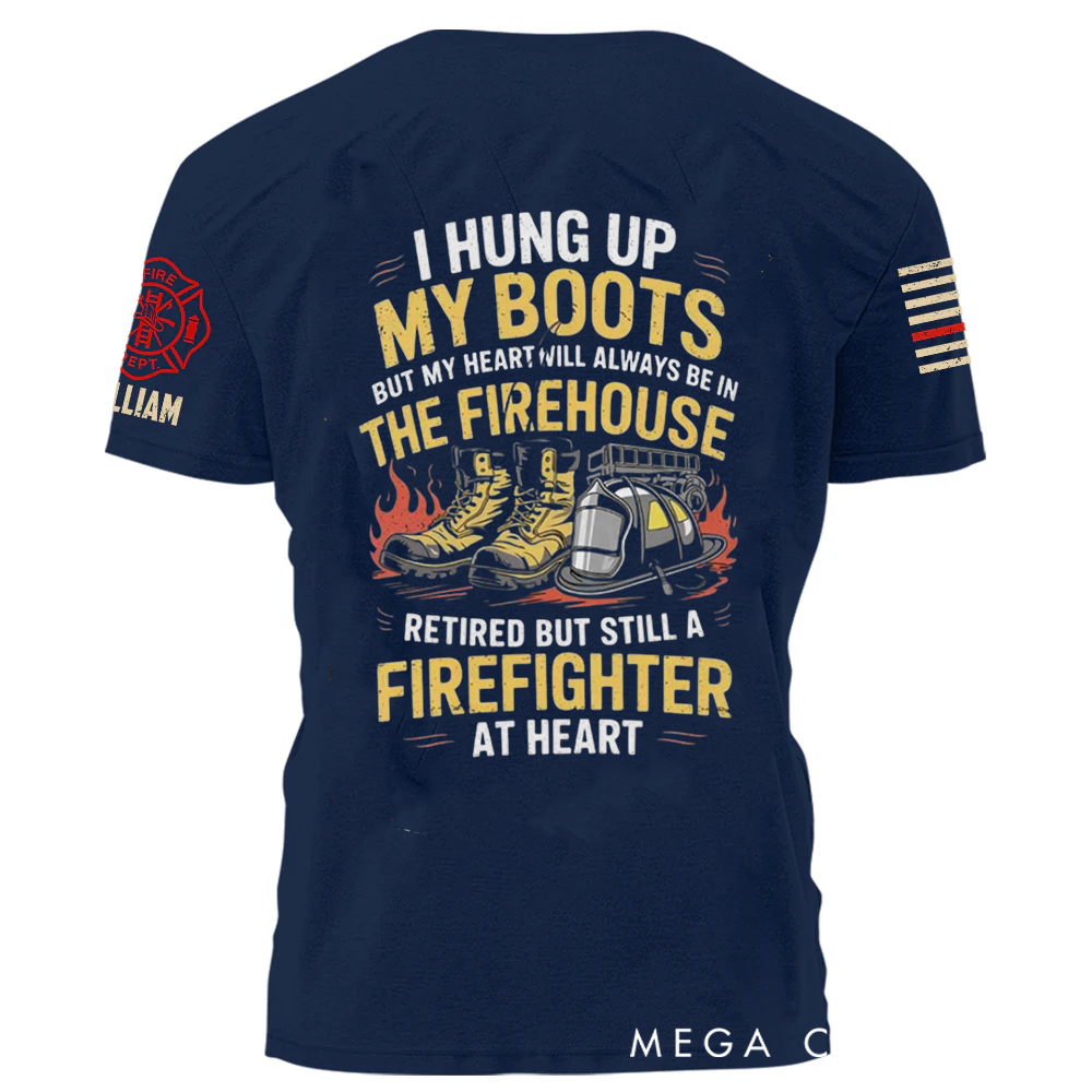 Personalized Retired Firefighter T-Shirt with Heartfelt Quote and Custom Name A Tribute to Lifelong Service