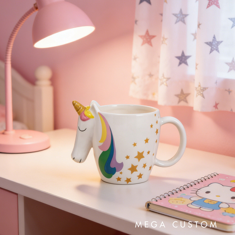 3D Adorable Dreamy Horse and Rainbow Theme Kids Drink Cup Mug Gift for Kids