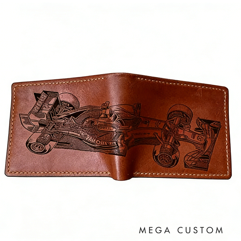 Printed Racing Car Design Leather Wallet - Perfect Gift for Motorsport Enthusiasts