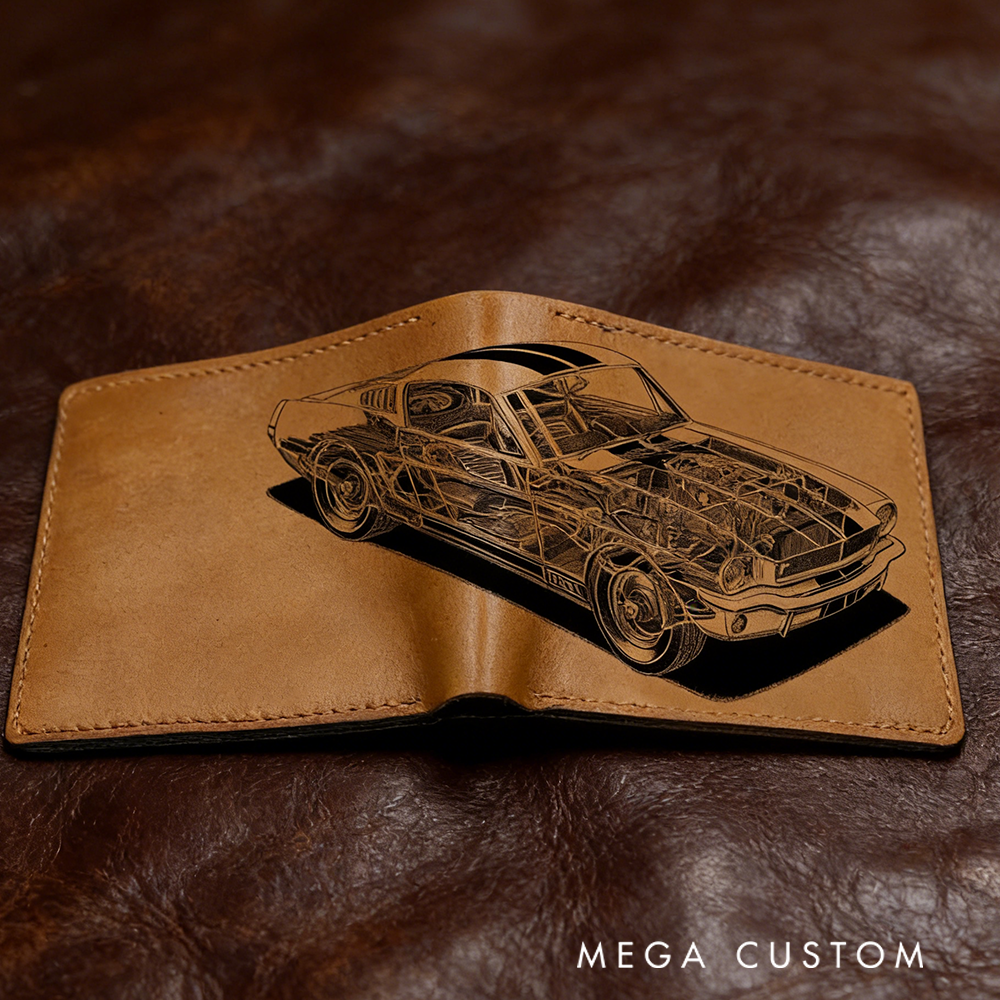 Personalized Classic Car Design Leather Wallet - Perfect Gift for Car Enthusiasts