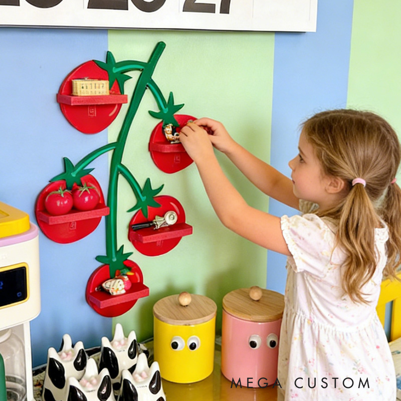 Tomato Vine Shape Wall Mounted Shelves Creative 3D Printed Kitchen Organizer Spice Rack and Trinket Display Decor