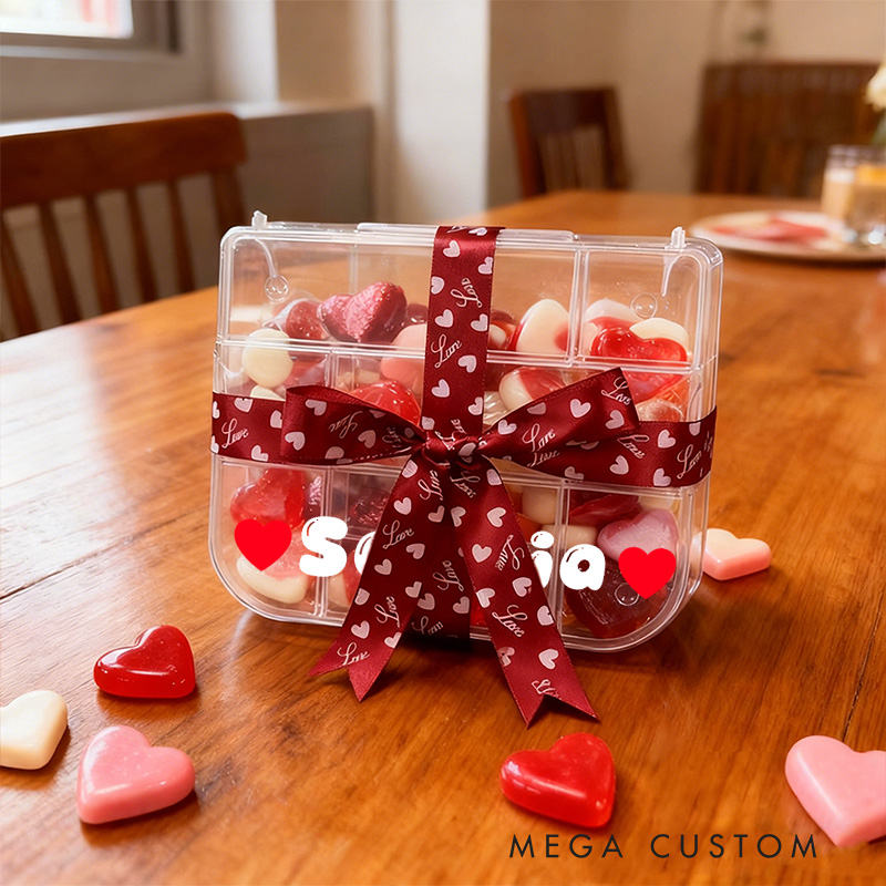 Personalized Candy Gift Set with Heart Bow Decoration Sweet Treat Basket for Kids Birthdays Valentines Day Party Favors and Special Celebrations