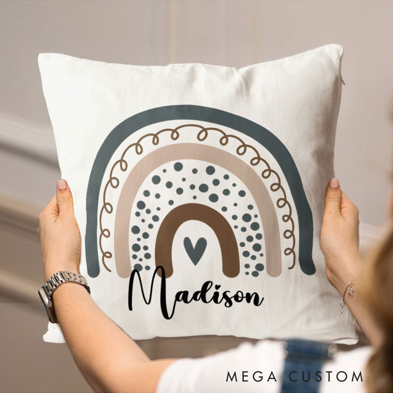 Personalized Dotted Rainbow Throw Pillows Highlighting Fun Patterns And Bright Colors Throw Pillows