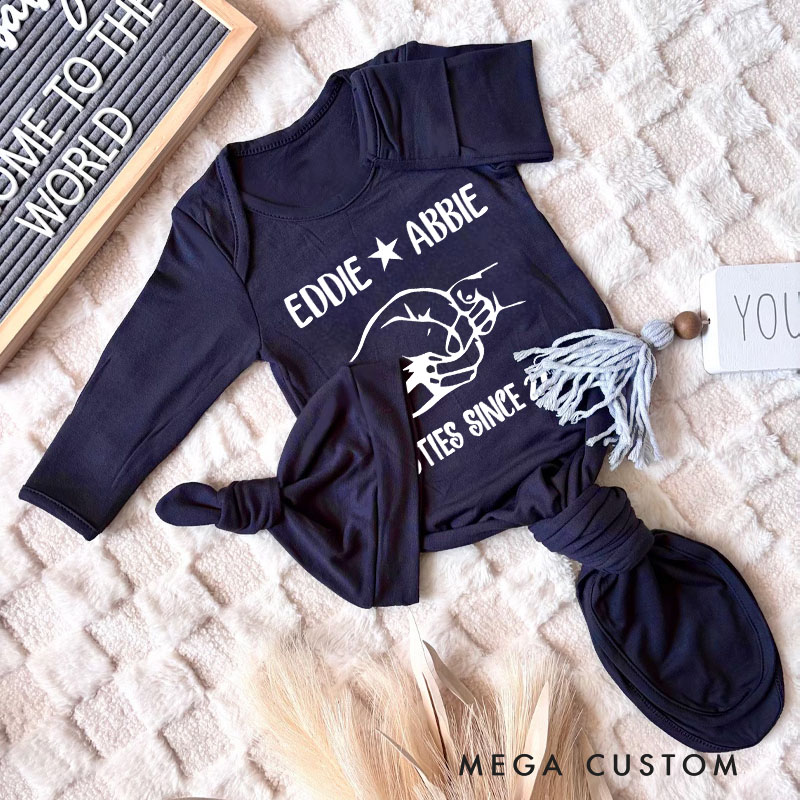 Personalized Besties Since 2025 Fist Bump Baby Gowns Funny Baby Gift