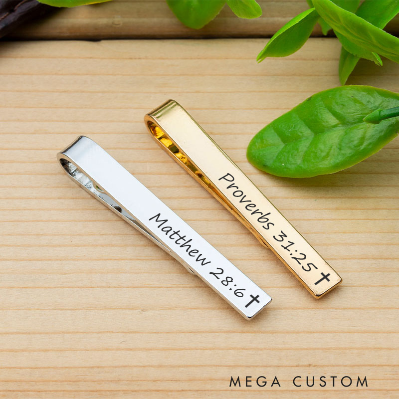 Personalized Bible Verse Tie Clip for Men Custom Engraved Religious Christian Quote Tie Clip First Communion Gift Baptism Gift Christian Wedding Gift
