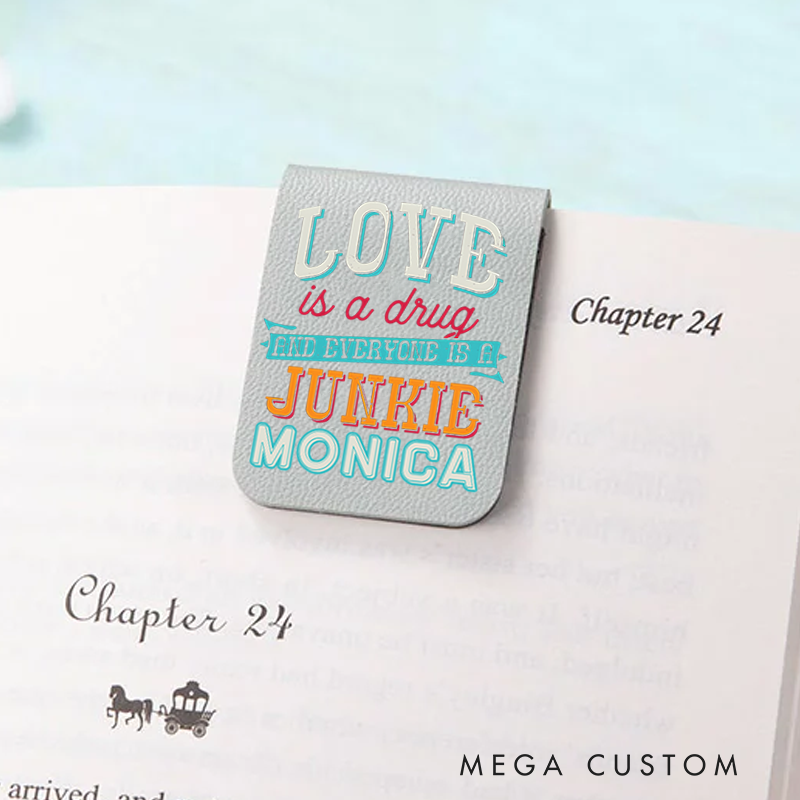 Personalised Leather Magnetic Bookmark for Nurse Love Is a Drug and Everyone Is a Junkie Design Cute Bookmark Gift Book Lover Gift 