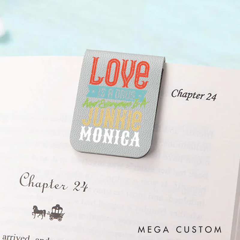 Personalised Leather Magnetic Bookmark for Nurse Love Is a Drug and Everyone Is a Junkie Design Cute Bookmark Gift Book Lover Gift 
