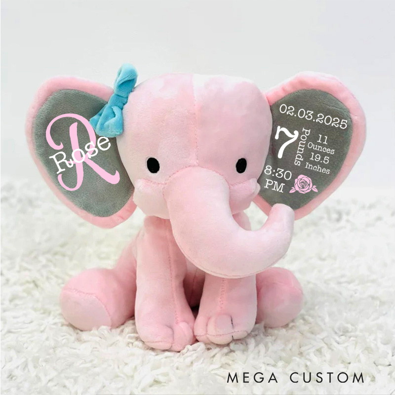 Personalised Elephant Newborn Keepsake New Parents Gift Birthday Gift for Baby