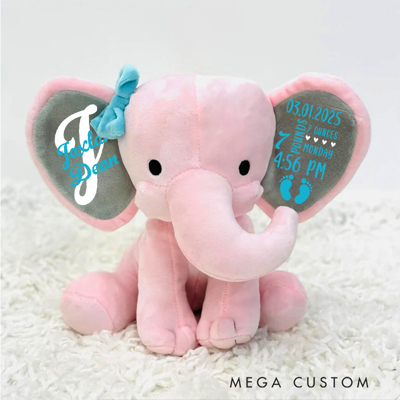 Personalised Elephant Keepsake Stuffed Animal Gift Welcome Home Baby Gift