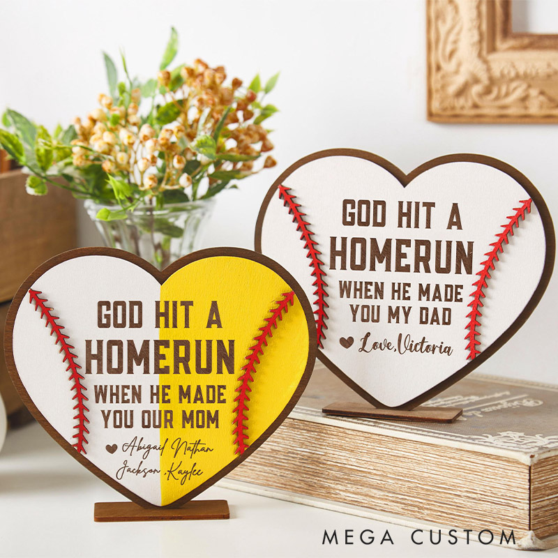 Personalized Baseball Softball Heart Plaque with Custom Text