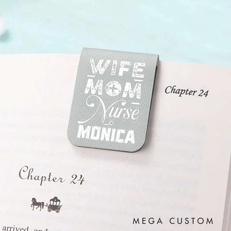 Personalised Leather Magnetic Bookmark for Nurse Wife Mom Nurse Design Cute Bookmark Gift Book Lover Gift 