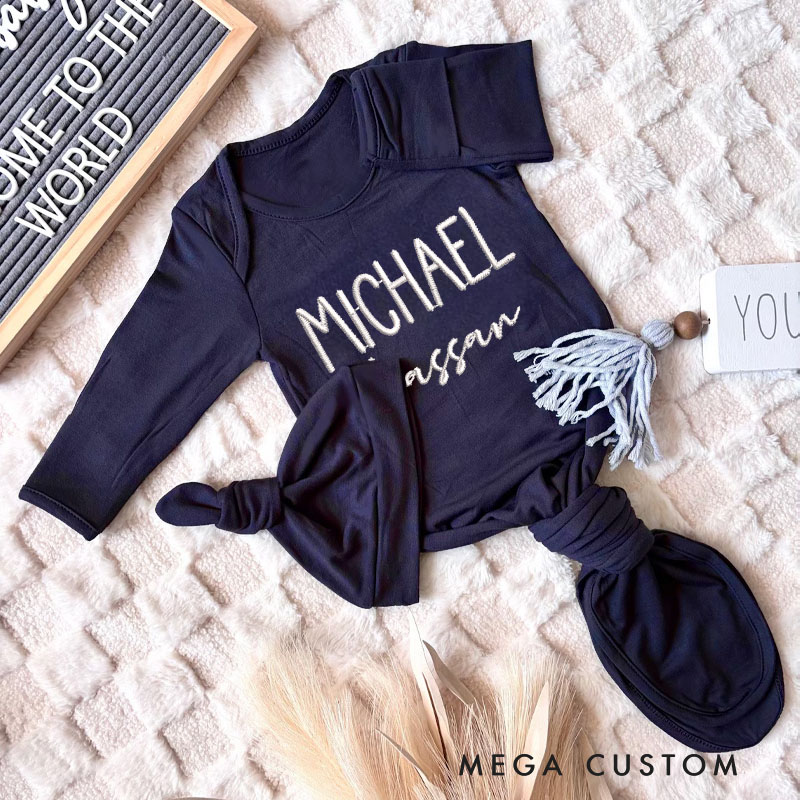 Personalized Modern Baby Name Typography with Stylish and Playful Font for Babies Embroidery Baby Gowns