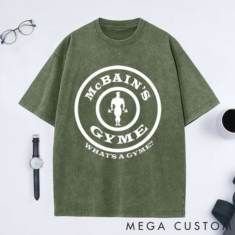 Personalized Gym Washed T-Shirts with Bold Muscle Silhouette Design for Fitness Enthusiasts Bodybuilders and Gym Lovers
