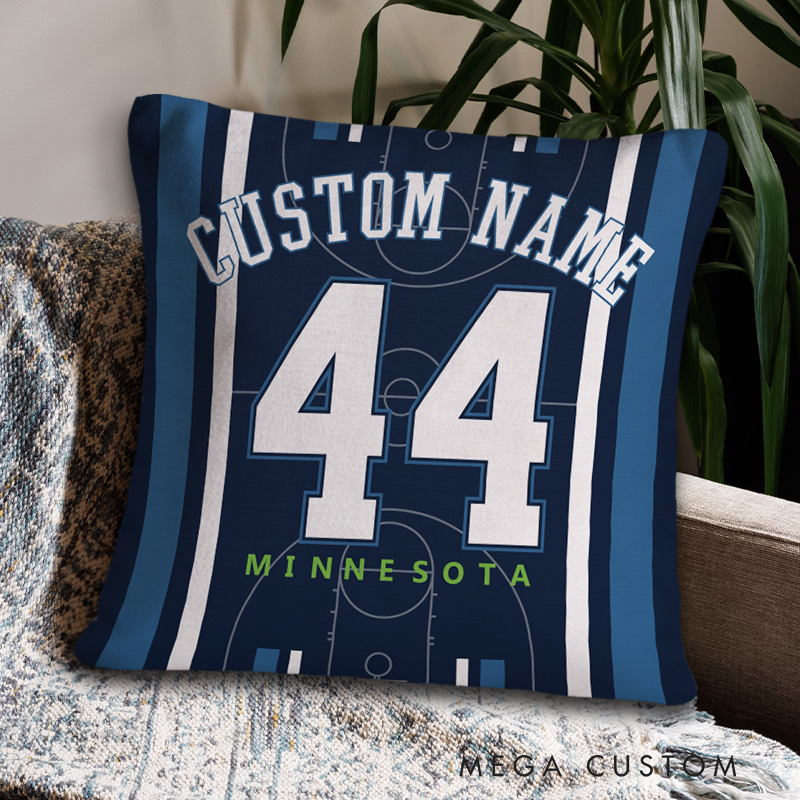 Personalized Sports Fan Pillow Featuring Bold Basketball Design