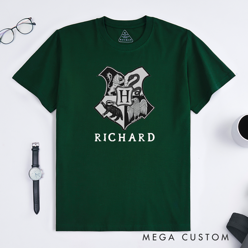 Personalized Crest Initial Letter Classic T-Shirts Custom Name Family Gifts Unisex Unique Monogram Shield Design for Men Women Best Birthday Present