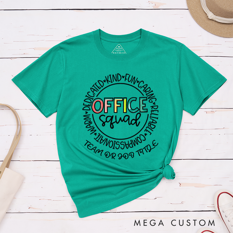 Personalized Office Squad Circle Design T-Shirt for Coworkers Fun and Creative Style Team Appreciation Gifts