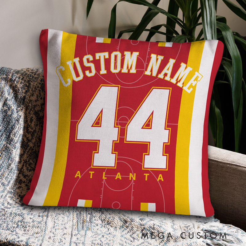 Personalized Bold Basketball Pillow with Court and Team Details 