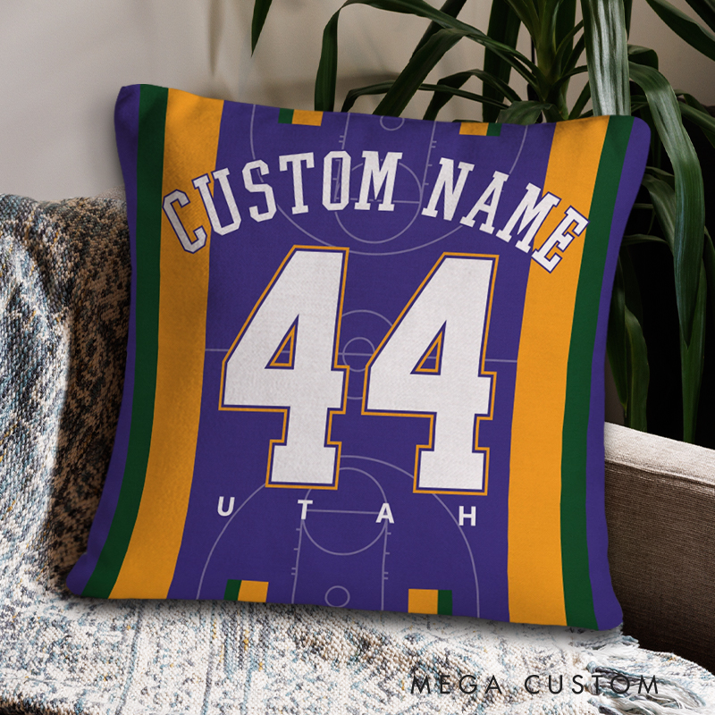 Personalized Jersey Style Basketball Pillow with Name and Court Graphic  