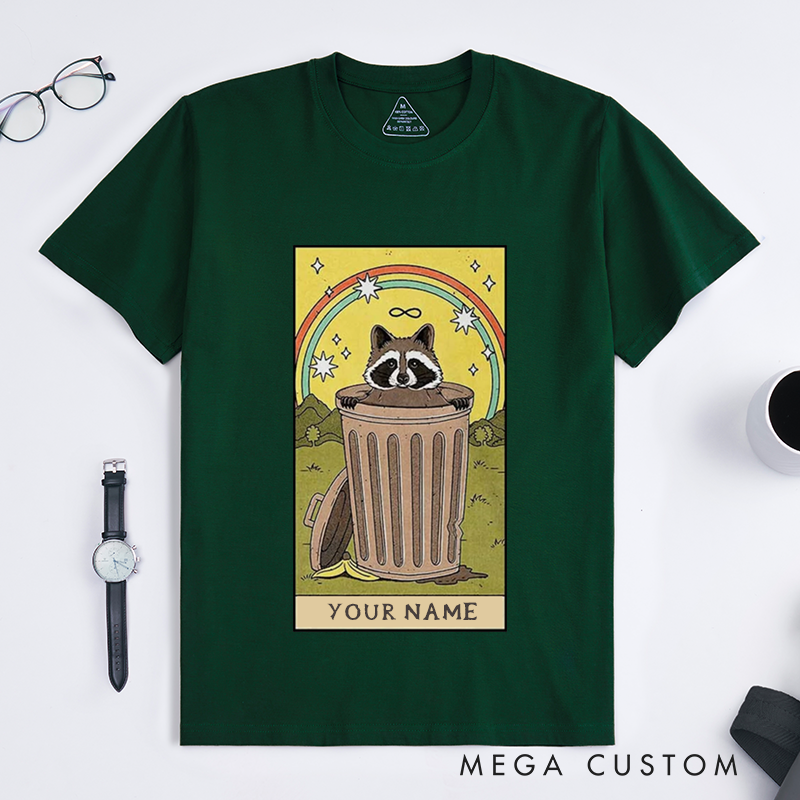 Personalized Tarot Lovers Classic T-Shirts King of Trash Raccoon Tarot Card T-Shirt Unisex Adult Mens Womens Gift 