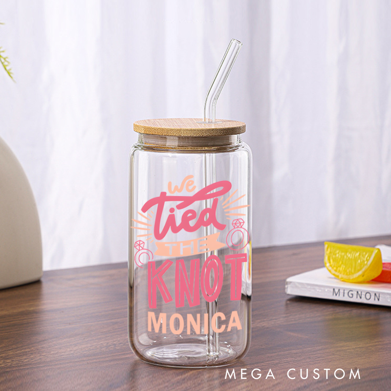 Personalized Nurse Tumbler with Lid and Straw We Tied the Knot Design Custom Glass Coffee Cup 
