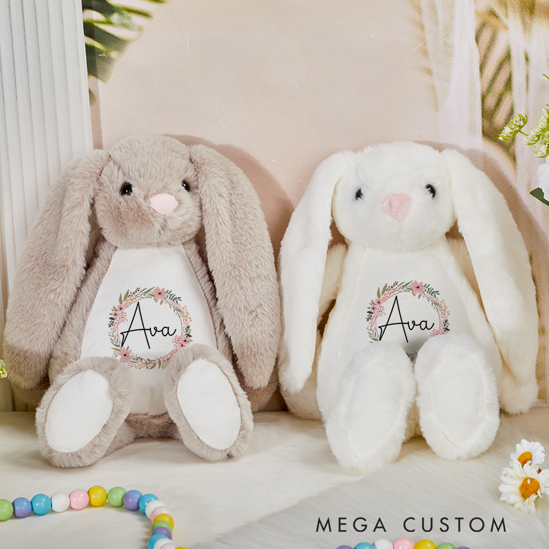 Personalised Bunny Rabbit with Name Girls and Boys Teddy Baby Shower Gift