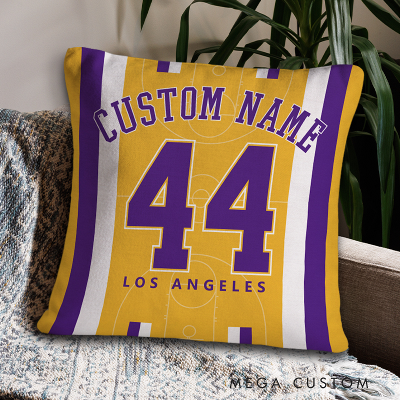 Personalized Basketball Court-Themed Pillow with Team Colors 