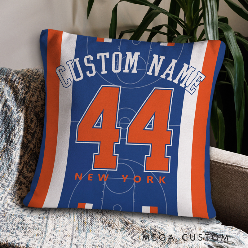 Personalized Basketball Enthusiast Pillow with Bold Court Design  