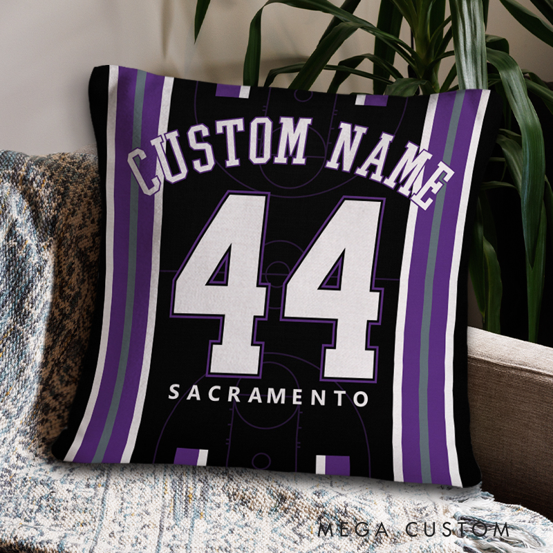 Personalized Bold Court Basketball Pillow with Your Name and Number  