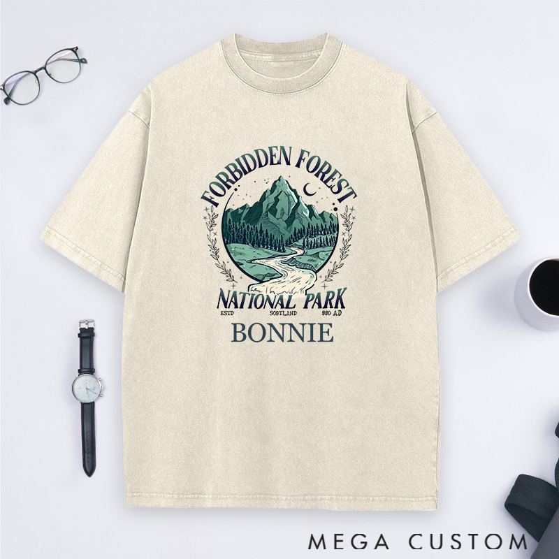 Personalized Forbidden Forest National Park Washed T-Shirts Gift Outdoors Hiking Camping Lover