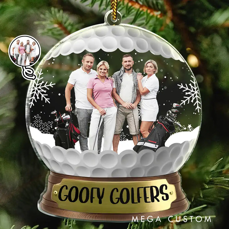 Personalized Golf Snow Globe Ornament with Custom Group Photo and Team Name