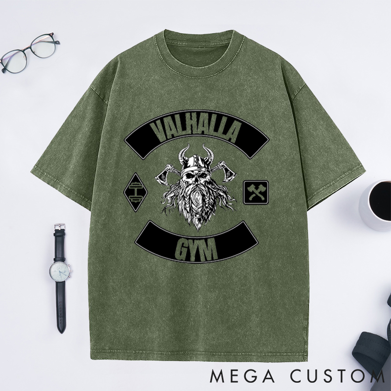 Personalized Retro Fitness Washed T-Shirts with Warrior Strength Design for Fitness Enthusiasts Bodybuilders and Gym Lovers