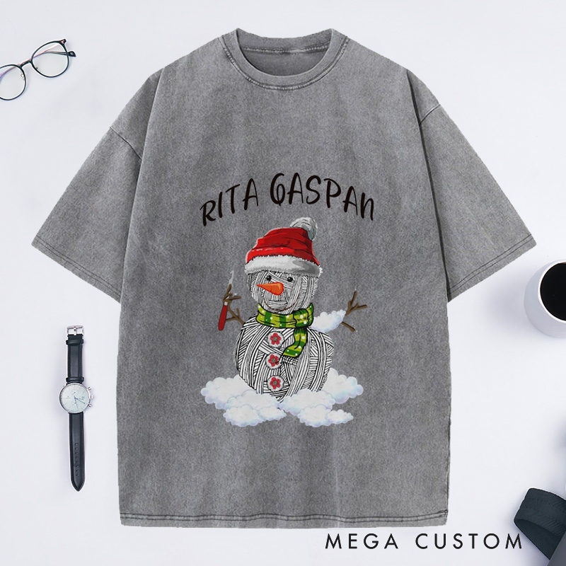 Personalized Merry Crochetmas Washed T-Shirts Crochet Gift Crochet Gift Idea Crochet Love Crochet Lover 