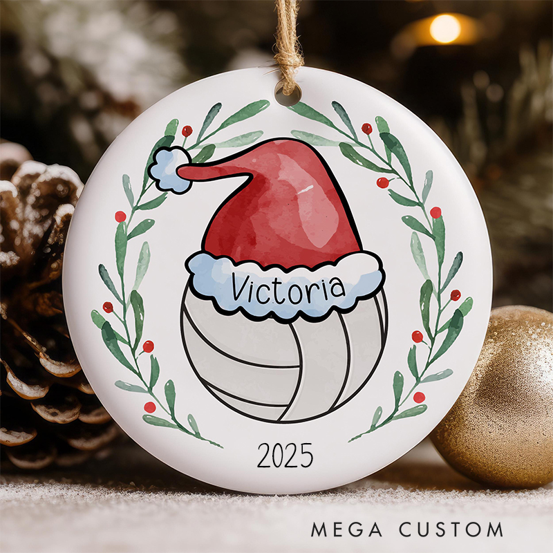 Personalized Volleyball Christmas Ornament with Custom Name and Year  