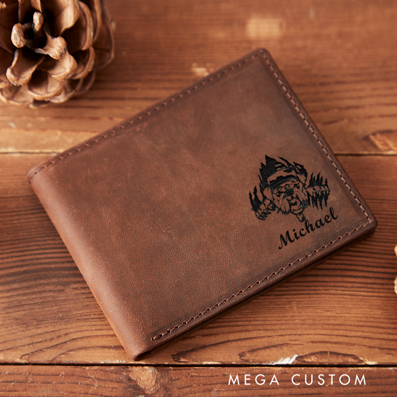 Personalized Engraved Leather Wallet for Police Officer K9 Unit Design Gift for Policeman