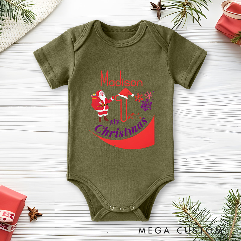 Personalized My First Christmas Santa Baby Onesie Perfect for Marking a Baby’s Holiday Milestone Baby Onesie