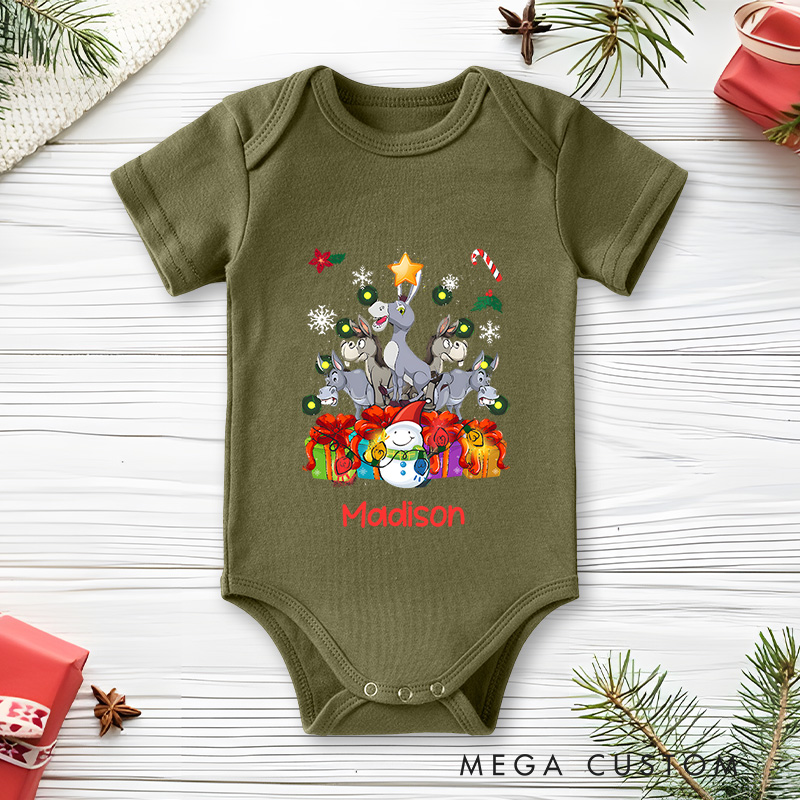Personalized Christmas Characters Baby Onesie Perfect for a Playful and Joyful Holiday Celebration Baby Onesie