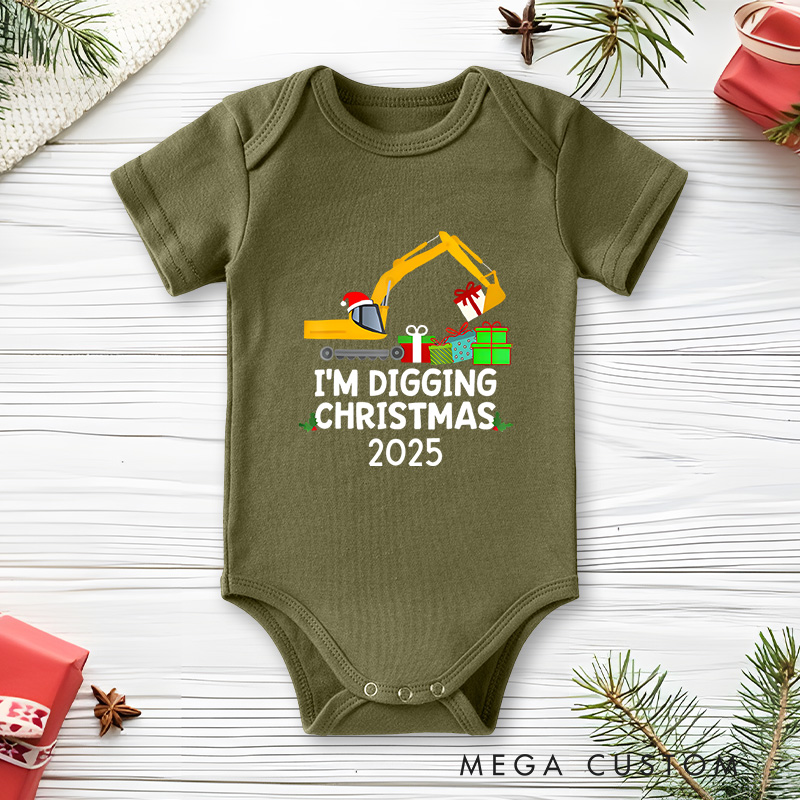 Personalized I’m Digging Christmas Baby Onesie Perfect for Adding Playful Fun to Holiday Celebrations Baby Onesie