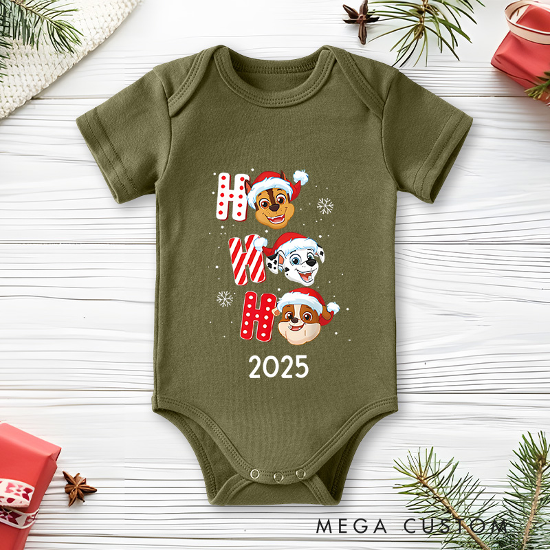 Personalized Ho Ho Ho Christmas Baby Onesie Perfect for Adding Festive Cheer to Holiday Celebrations Baby Onesie