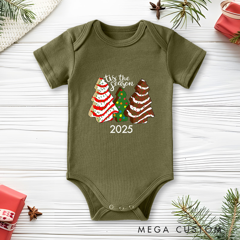 Personalized Tis the Season Christmas Trees Baby Onesie Perfect for Marking a Festive Holiday Moment Baby Onesie