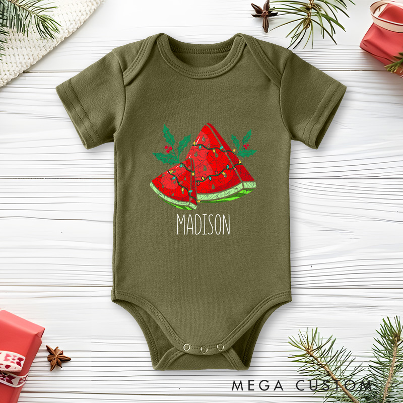 Personalized Christmas Present Baby Onesie Perfect for Celebrating the Holiday Spirit with Joy Baby Onesie