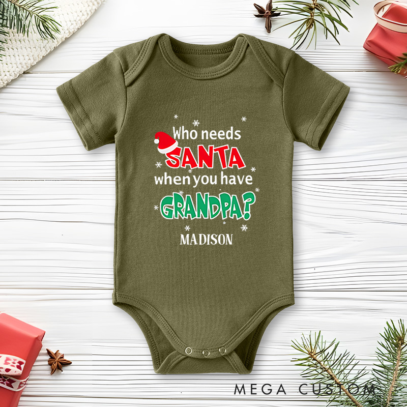 Personalized Santa and Grandpa Baby Onesie Perfect for Adding Humor and Love to Holiday Celebrations Baby Onesie