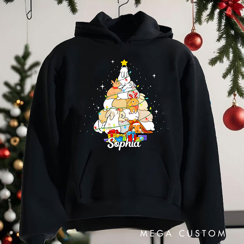 Personalized Christmas Tree with Cute Animals and Gifts Christmas Hoodies