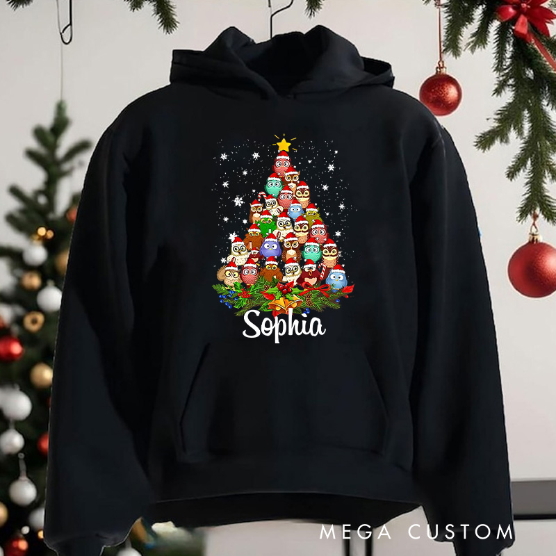 Personalized Christmas Tree Made of Festive Characters and Ornaments Christmas Hoodies