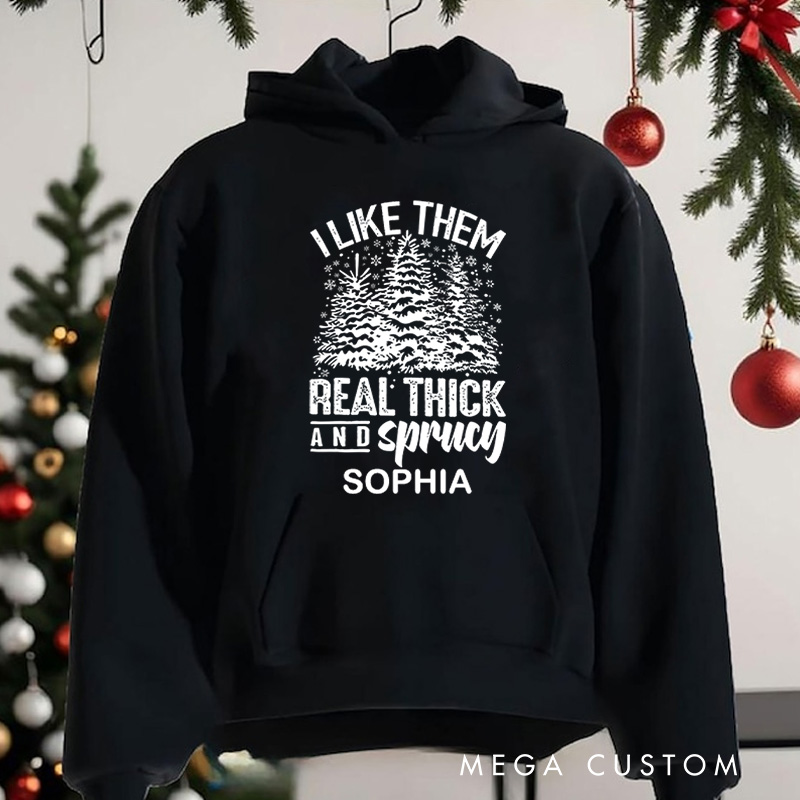 Personalized Thick and Spruce Christmas Trees with Fun Text Christmas Hoodies