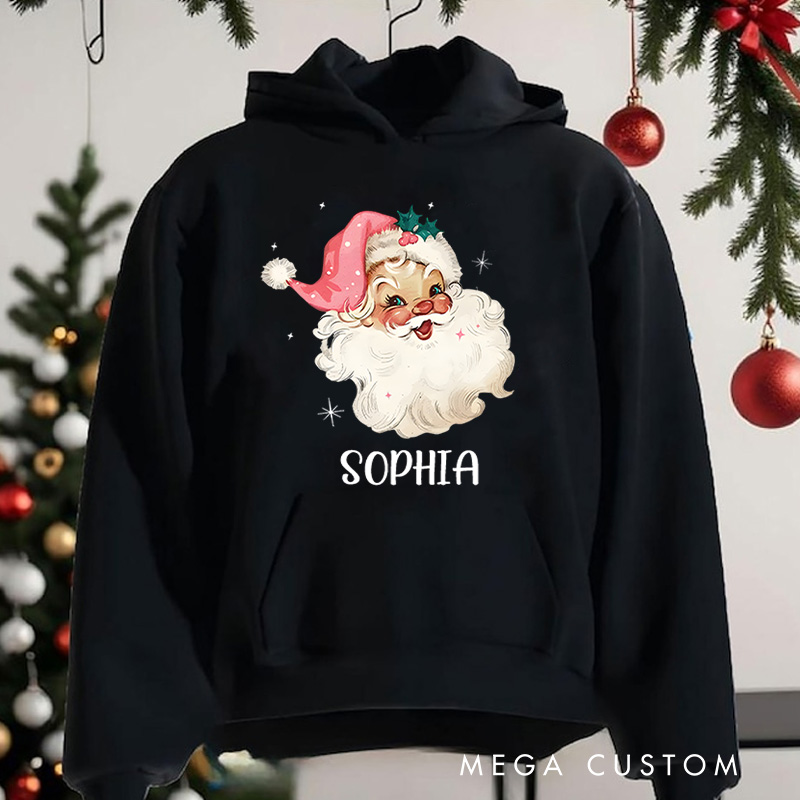 Personalized Cheerful Santa with Festive Expression Christmas Hoodies