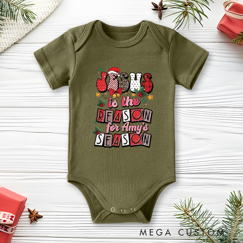 Personalized Baby Onesie and Special Christmas Baby Bodysuit with Jesus Theme Design for Baby's Special Season