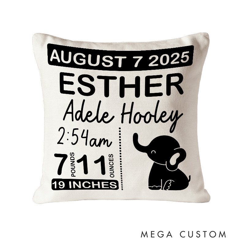 Personalized Birth Announcement Baby Pillow Rustic Home Decor Nursery Decor