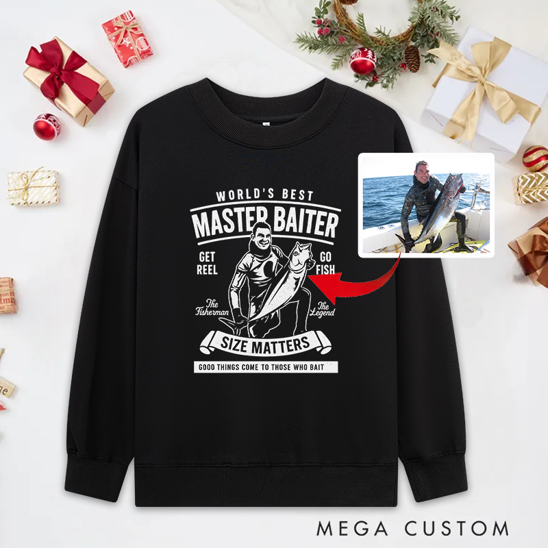 Personalized Funny Fishing Sweatshirt World's Best Master Baiter Sweatshirt Cozy Gift for Fishermen Perfect Outdoor Fishing Apparel